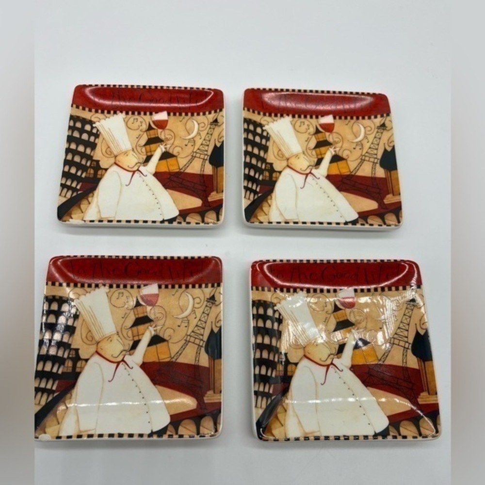 Lang Party Appetizer Plates Good Life Set Of 4 Pre-Owned/Good Condition
